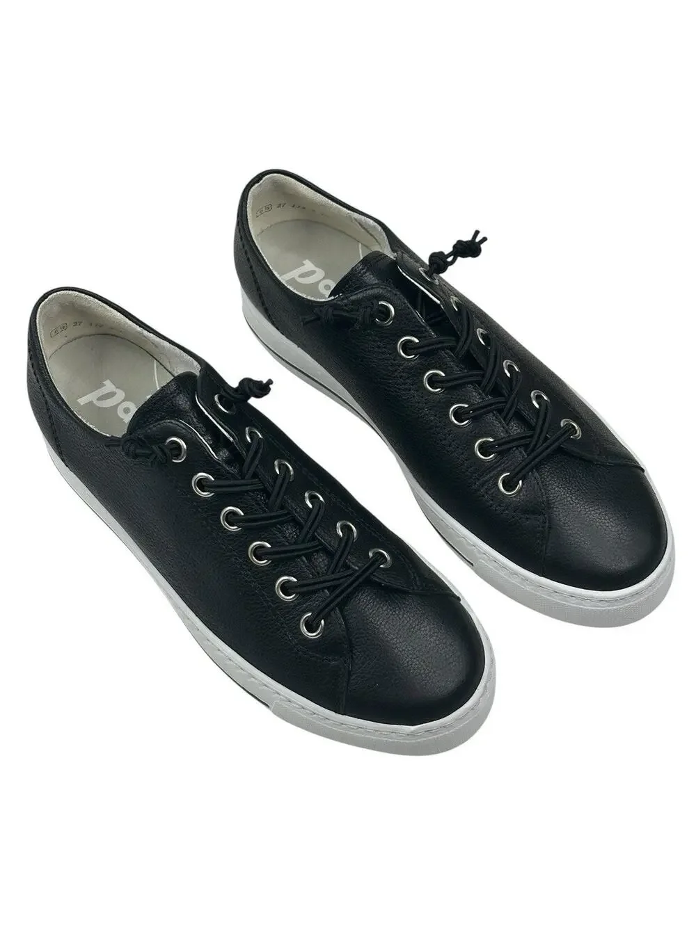 Paul Green Hadley Platform Sneaker Black Leather Womens US 9 UK 6.5 New $378